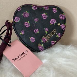NWT Juicy Couture Floral Pleats Please Heart Wristlet